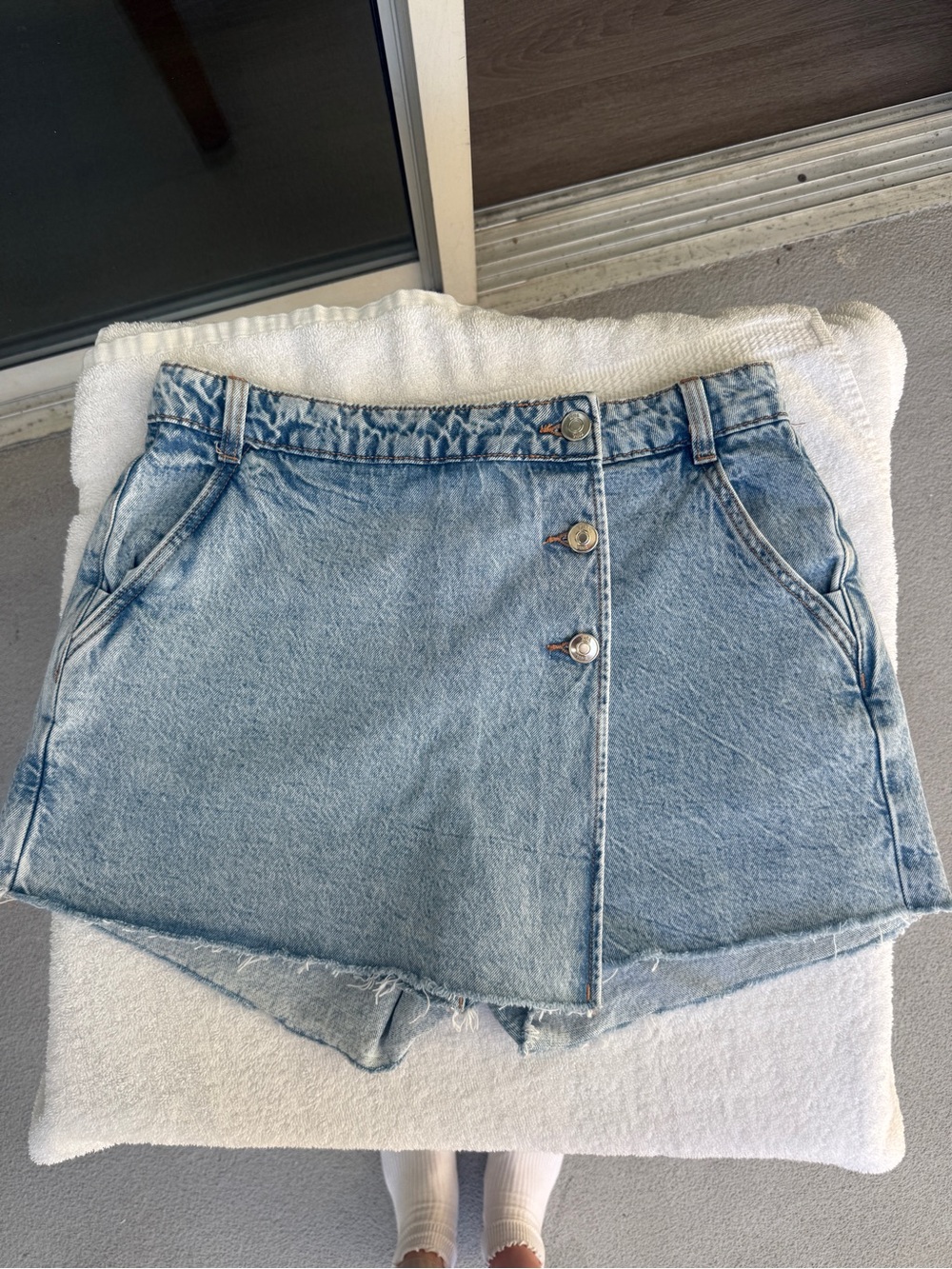 Zara Denim Wrap Skort | Light Wash | Small